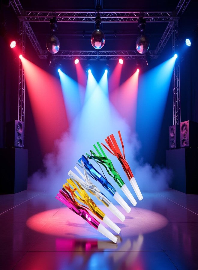 WLngtv 24 Pcs Metallic Noise Makers Party Blowouts Whistles Glitter Fringe Noisemaker Party Supplies Blowouts Kit for Party Sport Games (Mix Color) - Image 5
